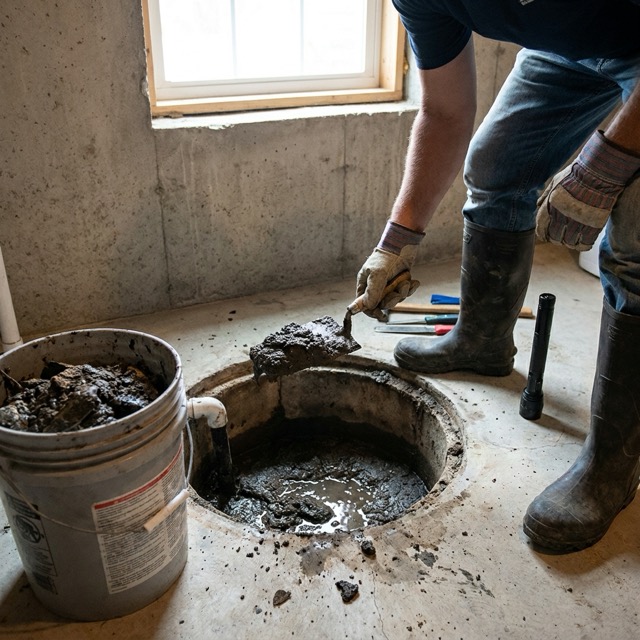 sump pump cleaning Alabama - removing sediment and debris from pit
